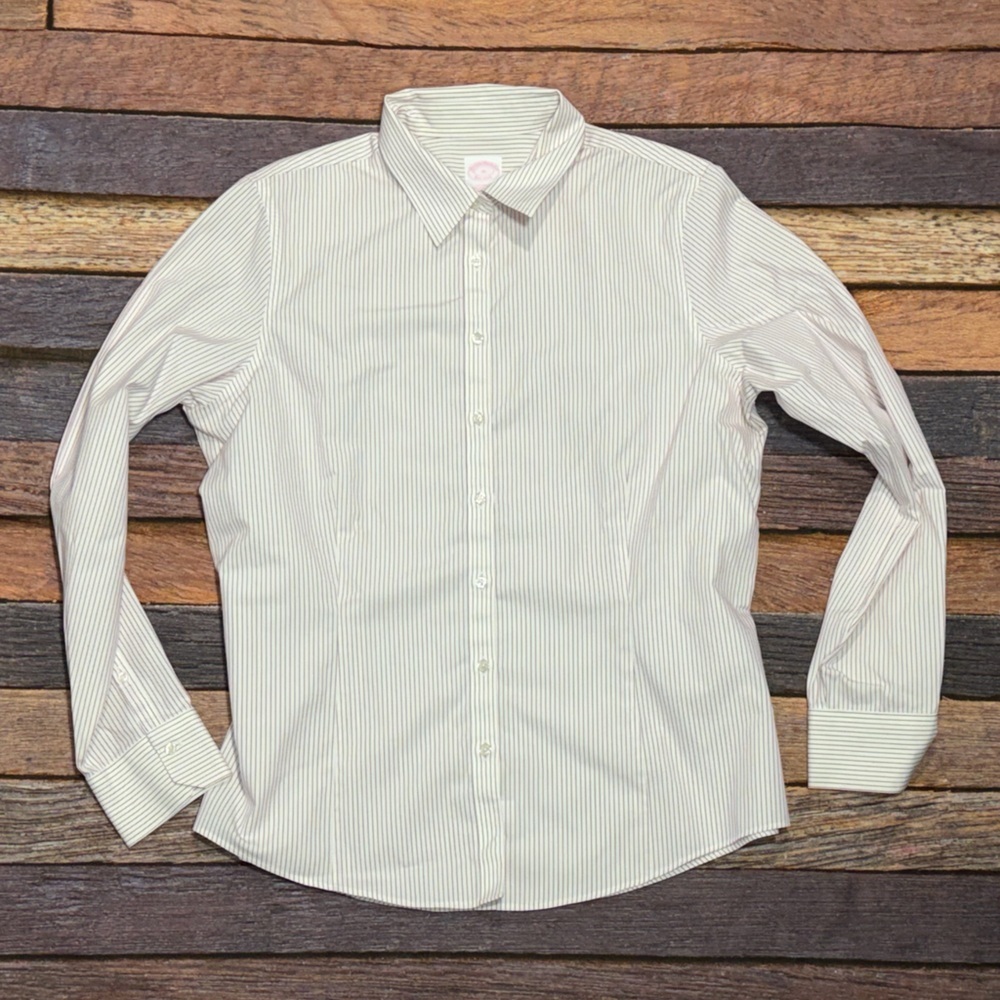 Women's Brooks Brothers Striped Button Down Dress Professional Tailored Shirt